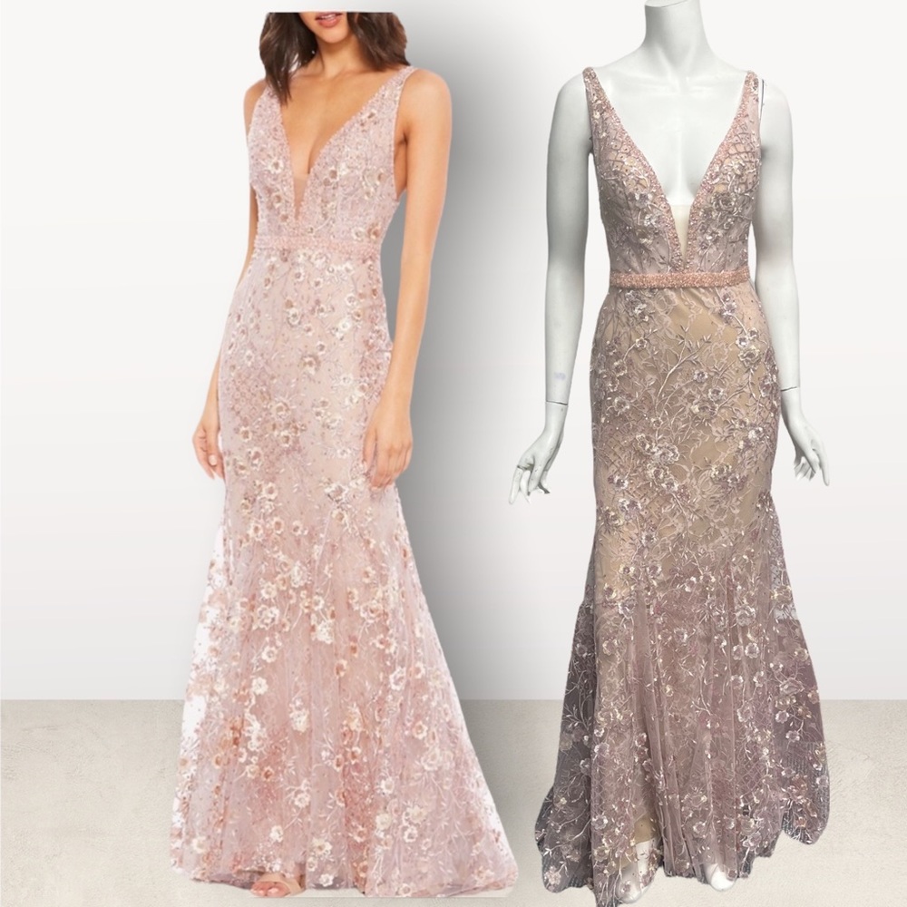 NWT Mac Duggal Embroidered Floral Aline Gown